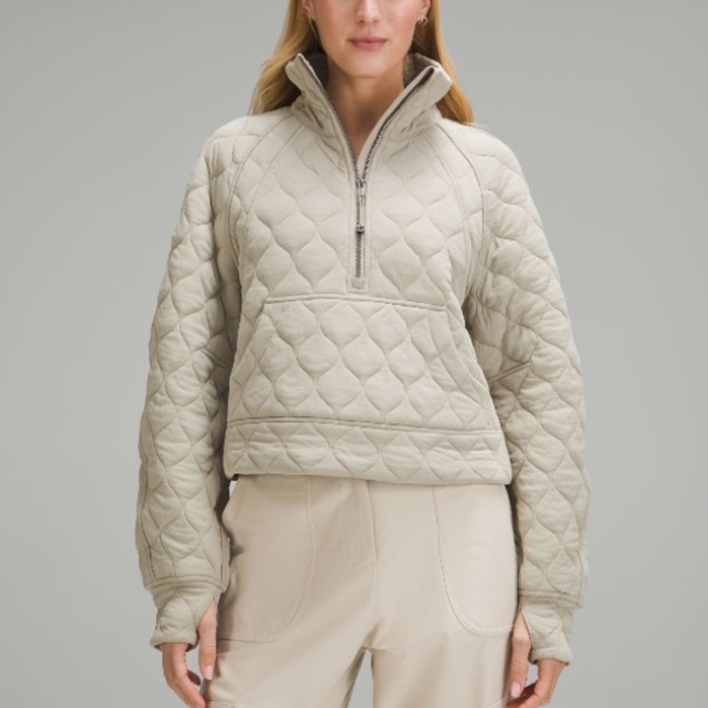 NWT Lululemon Women’s Scuba Oversized Quilted Half Zip in Riverstone - size XS/S